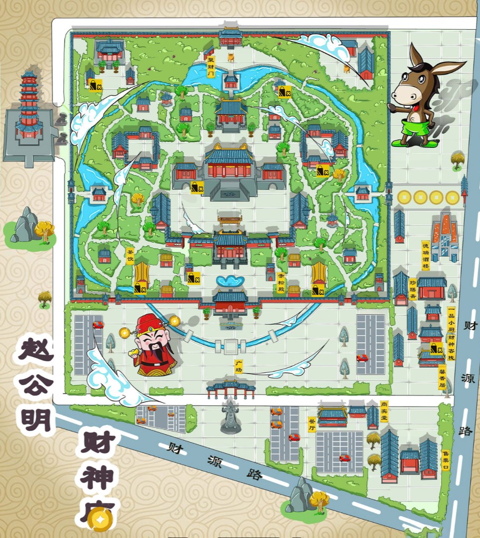 鄂温克寺庙类手绘地图